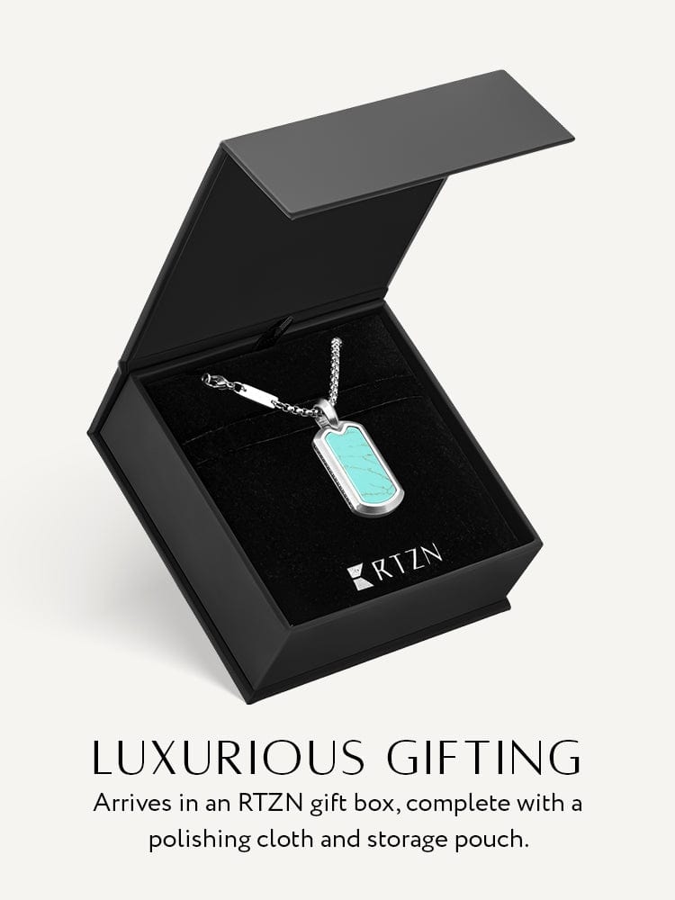 Turquoise Dog Tag Pendant Necklace