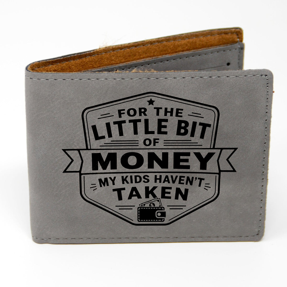 Engraved Wallet For Dad – Brown Leather Slim Bifold Wallet With Card Slots