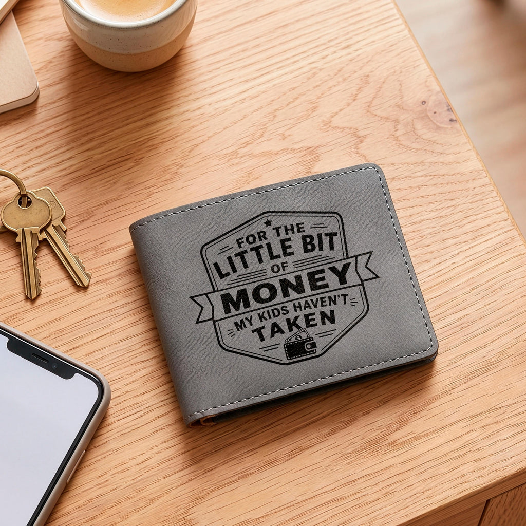 Engraved Wallet For Dad – Brown Leather Slim Bifold Wallet With Card Slots