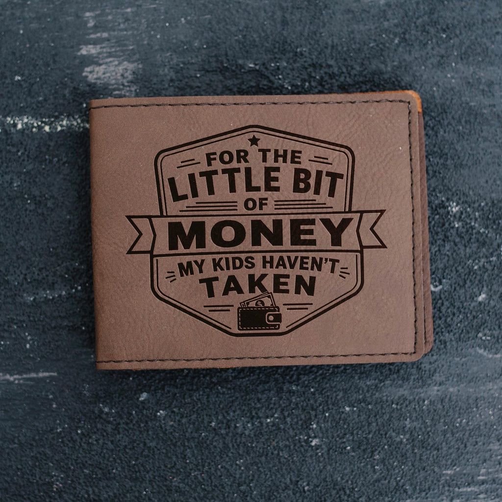 Engraved Wallet For Dad – Brown Leather Slim Bifold Wallet With Card Slots