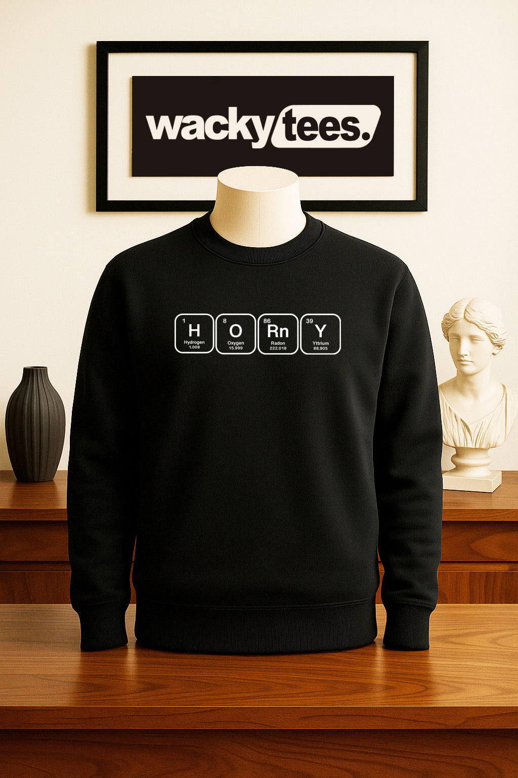Periodic Table - Horny Science Lettering Funny Adult Humor Graphic Tee Shirt